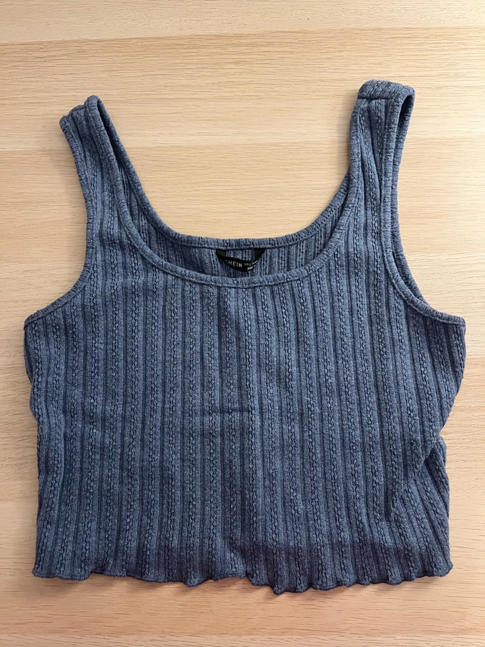 SHEIN Heathered Blue Ribbed Tank Top
